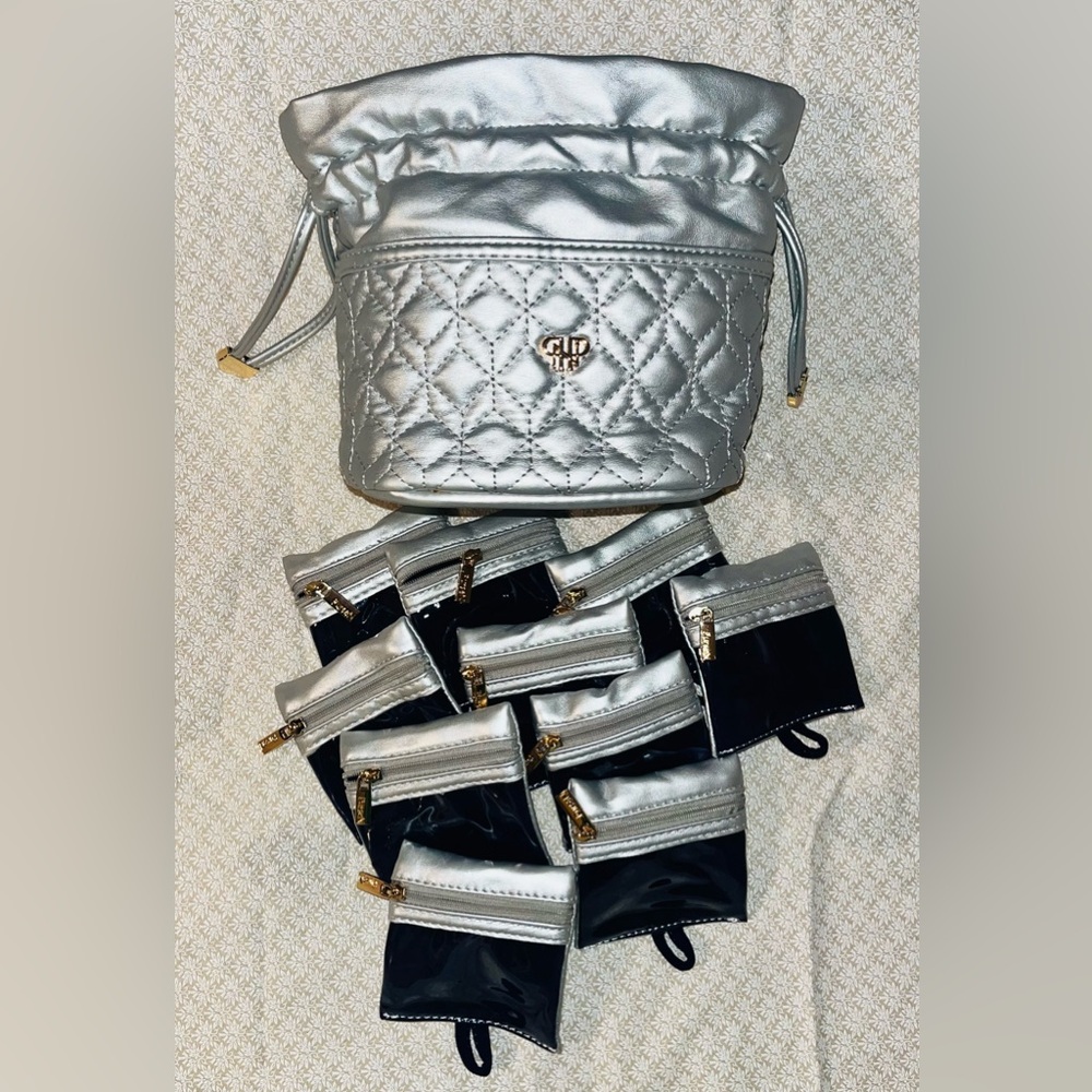 Pursen Silver Quilted Drawstring Bag Jewelry Organizer - Picture 3 of 8